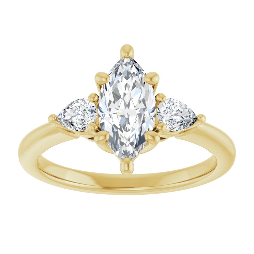 14K Yellow Gold 10 x 5 mm Marquise 1/4 CTW Lab-Grown Diamond Semi-Set Engagement Ring