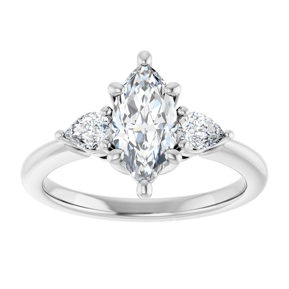 14K White Gold 10 x 5 mm Marquise 1/4 CTW Lab-Grown Diamond Semi-Set Engagement Ring