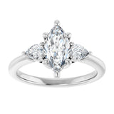 14K White Gold 10 x 5 mm Marquise 1/4 CTW Lab-Grown Diamond Semi-Set Engagement Ring