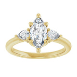 14K Yellow Gold 10 x 5 mm Marquise 1/4 CTW Lab-Grown Diamond Semi-Set Engagement Ring