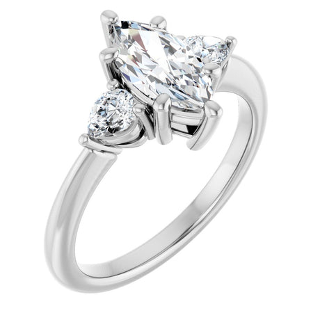 14K White Gold 10 x 5 mm Marquise 1/4 CTW Lab-Grown Diamond Semi-Set Engagement Ring