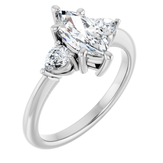 14K White Gold 10 x 5 mm Marquise 1/4 CTW Lab-Grown Diamond Semi-Set Engagement Ring