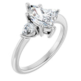 14K White Gold 10 x 5 mm Marquise 1/4 CTW Lab-Grown Diamond Semi-Set Engagement Ring