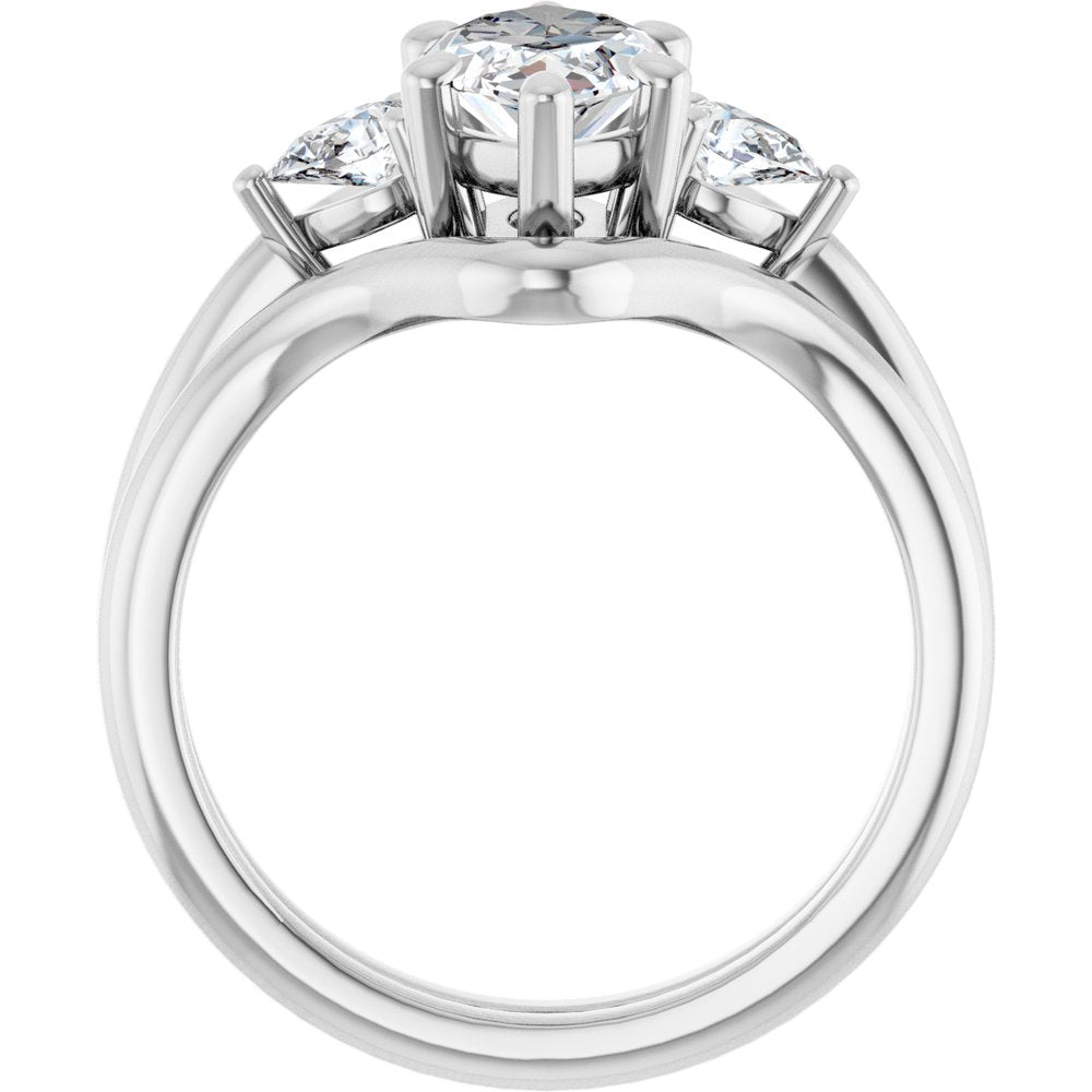 14K White Gold 12 x 6 mm Marquise 1/4 CTW Lab-Grown Diamond Semi-Set Engagement Ring
