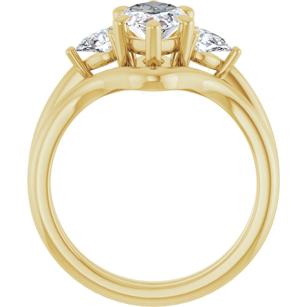14K Yellow Gold 12 x 6 mm Marquise 1/4 CTW Lab-Grown Diamond Semi-Set Engagement Ring