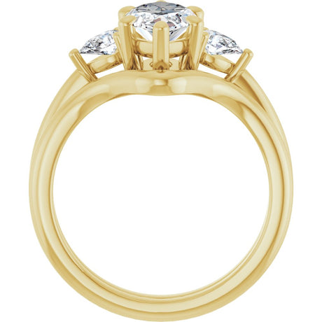 14K Yellow Gold 12 x 6 mm Marquise 1/4 CTW Lab-Grown Diamond Semi-Set Engagement Ring