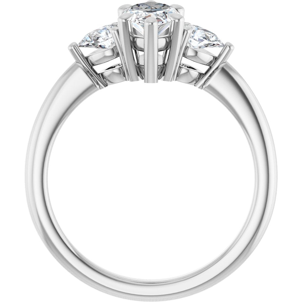 14K White Gold 10 x 5 mm Marquise 1/4 CTW Lab-Grown Diamond Semi-Set Engagement Ring