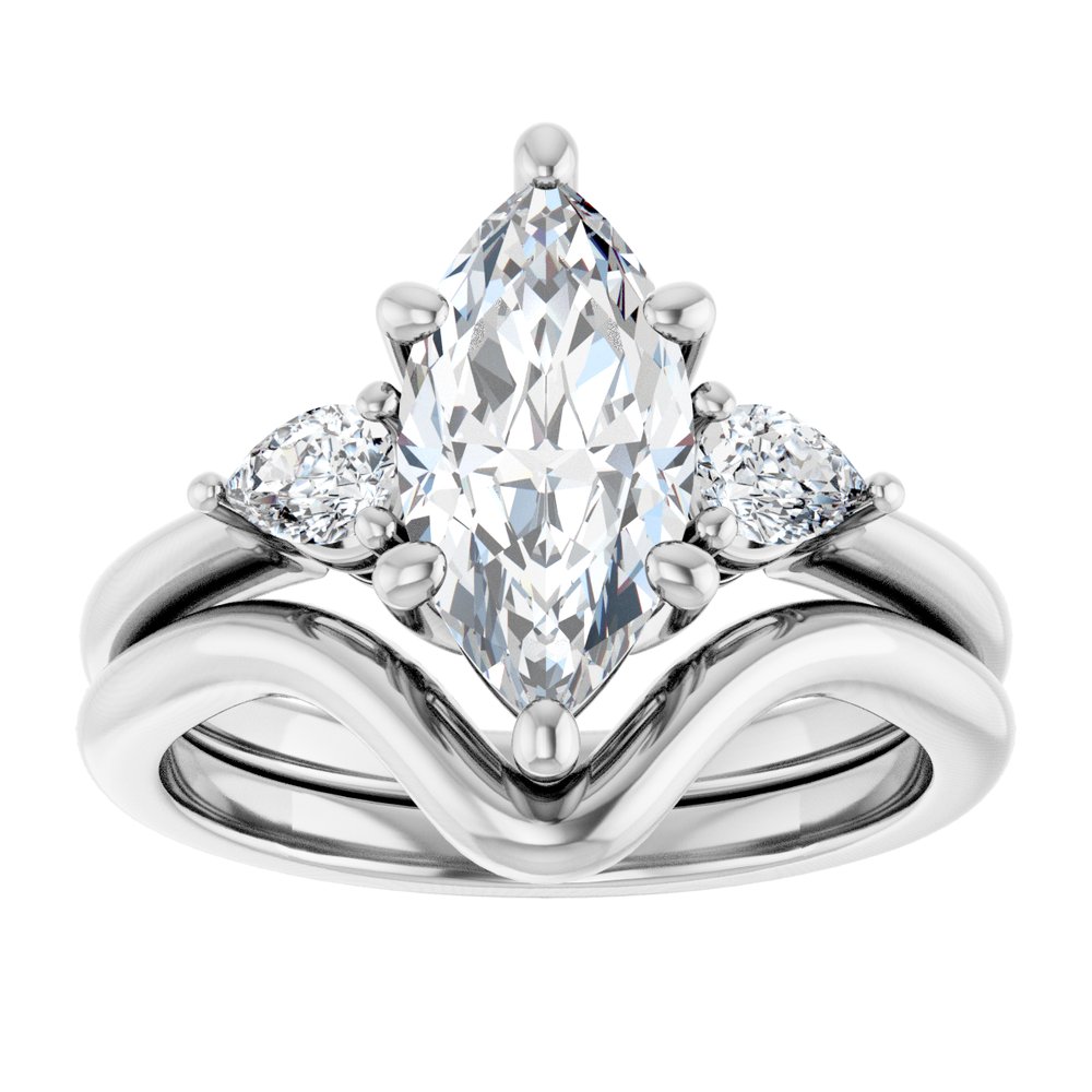 14K White Gold 12 x 6 mm Marquise 1/4 CTW Lab-Grown Diamond Semi-Set Engagement Ring