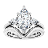 14K White Gold 12 x 6 mm Marquise 1/4 CTW Lab-Grown Diamond Semi-Set Engagement Ring