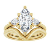 14K Yellow Gold 12 x 6 mm Marquise 1/4 CTW Lab-Grown Diamond Semi-Set Engagement Ring