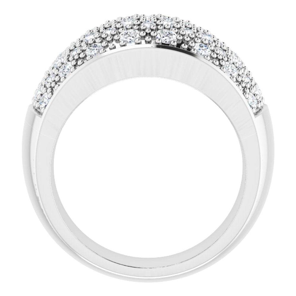 14K White 1 CTW Natural Diamond Micro Pave Ring