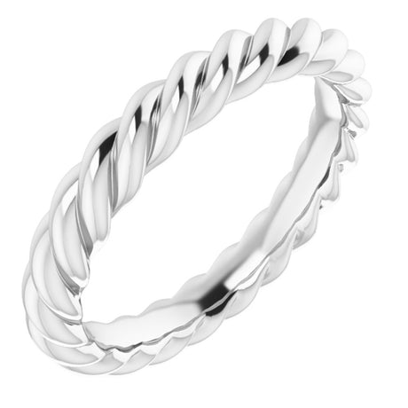 Platinum 3 mm Skinny Rope Band Size 5