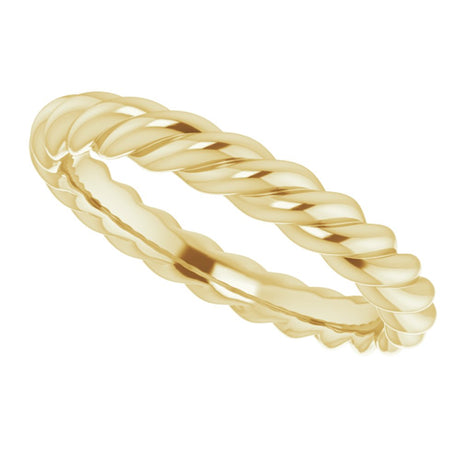 14K Yellow Gold 3 mm Skinny Rope Band Size 6.5