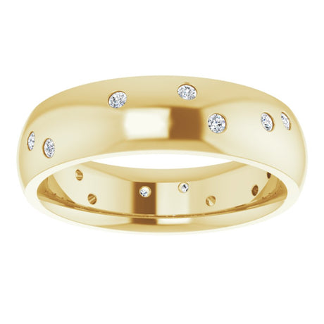 14K Yellow Gold 1/5 CTW Natural Diamond Scattered Comfort-Fit 6 mm Half Round Eternity Band Size 5.5