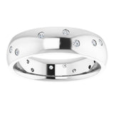 14K White Gold 1/5 CTW Natural Diamond Scattered Comfort-Fit 6 mm Half Round Eternity Band Size 7.5