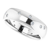 14K White Gold 1/5 CTW Natural Diamond Scattered Comfort-Fit 6 mm Half Round Eternity Band Size 7.5
