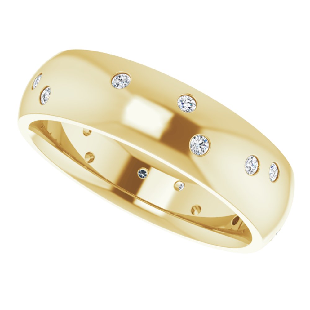 14K Yellow Gold 1/5 CTW Natural Diamond Scattered Comfort-Fit 6 mm Half Round Eternity Band Size 5.5