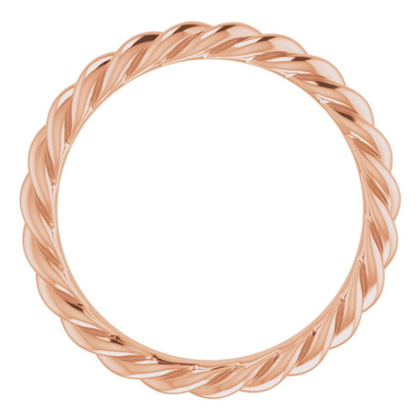 14K Rose 3 mm Skinny Rope Band Size 7.5