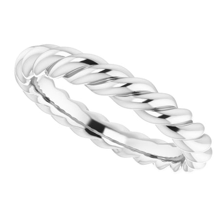 Sterling Silver 3 mm Skinny Rope Band Size 5