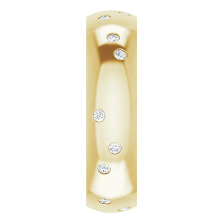 14K Yellow Gold 1/4 CTW Natural Diamond Scattered Comfort-Fit 6 mm Half Round Eternity Band Size 10