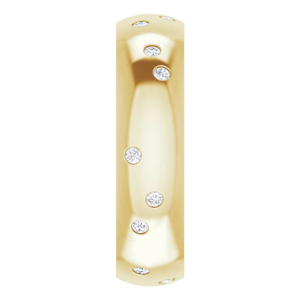 14K Yellow Gold 1/5 CTW Natural Diamond Scattered Comfort-Fit 6 mm Half Round Eternity Band Size 7
