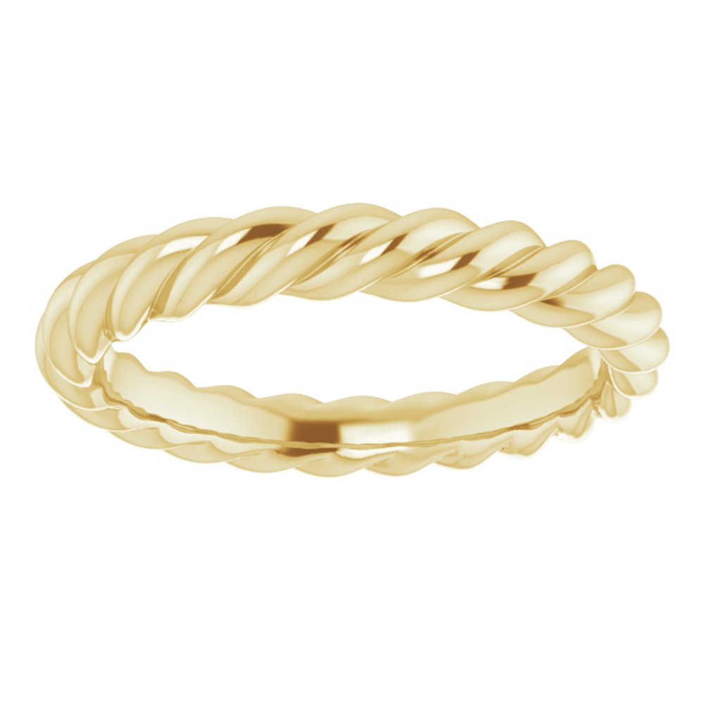 14K Yellow Gold 3 mm Skinny Rope Band Size 6.5