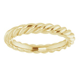 14K Yellow Gold 3 mm Skinny Rope Band Size 6.5