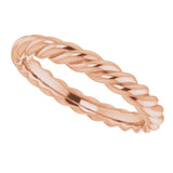 14K Rose 3 mm Skinny Rope Band Size 7.5