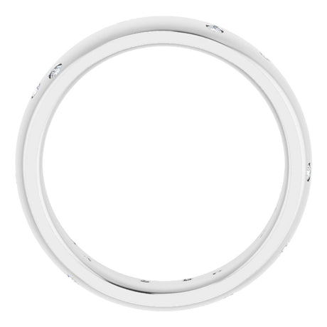 14K White Gold 1/5 CTW Natural Diamond Scattered Comfort-Fit 6 mm Half Round Eternity Band Size 7.5