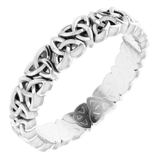Sterling Silver 4 mm Celtic-Inspired Band Size 8