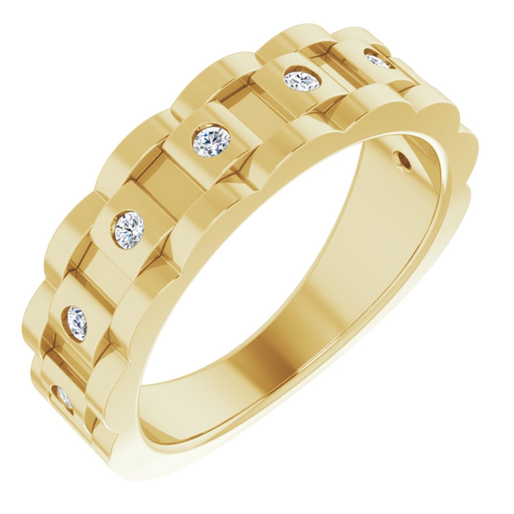14K Yellow 1/4 CTW Natural Diamond Chain Link Ring