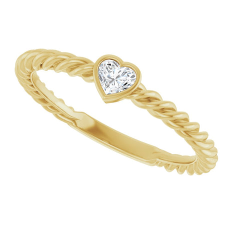 14K Yellow 1/6 CT Natural Diamond Bezel-Set Rope Ring