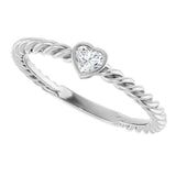 14K White Gold 1/6 CT Natural Diamond Bezel-Set Rope Ring