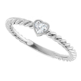 Sterling Silver 1/6 CT Natural Diamond Bezel-Set Rope Ring