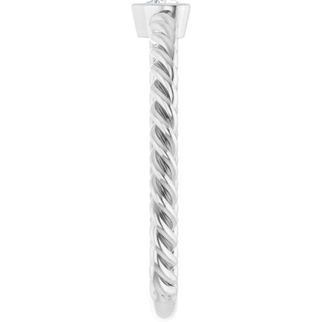 14K White Gold 1/6 CT Natural Diamond Bezel-Set Rope Ring