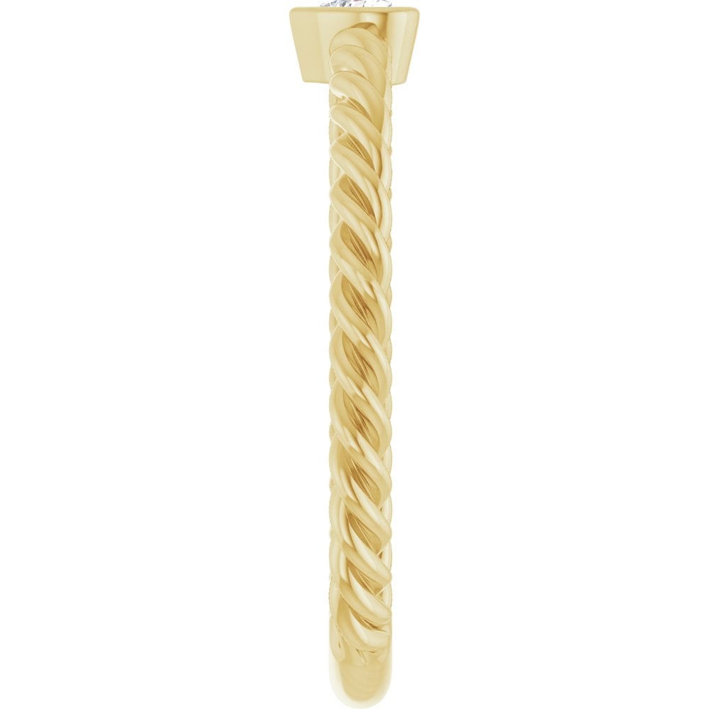 14K Yellow Gold 1/6 CT Natural Diamond Bezel-Set Rope Ring