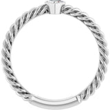 Sterling Silver 1/6 CT Natural Diamond Bezel-Set Rope Ring