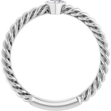 14K White Gold 1/6 CT Natural Diamond Bezel-Set Rope Ring