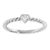 14K White Gold 1/6 CT Natural Diamond Bezel-Set Rope Ring