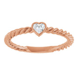 14K Rose Gold 1/6 CT Natural Diamond Bezel-Set Rope Ring