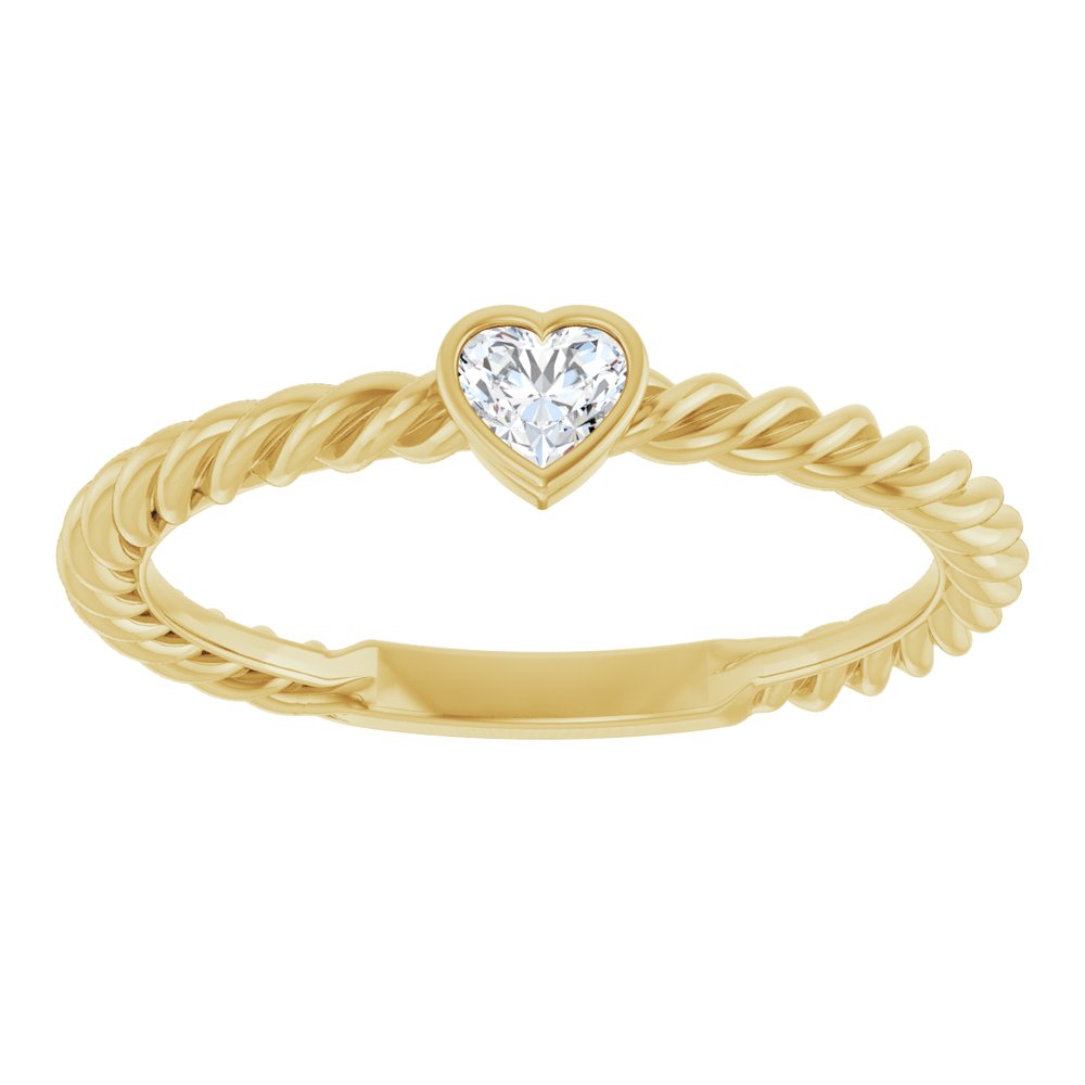 14K Yellow 1/6 CT Natural Diamond Bezel-Set Rope Ring