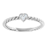 Sterling Silver 1/6 CT Natural Diamond Bezel-Set Rope Ring