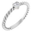 14K White Gold 1/6 CT Natural Diamond Bezel-Set Rope Ring