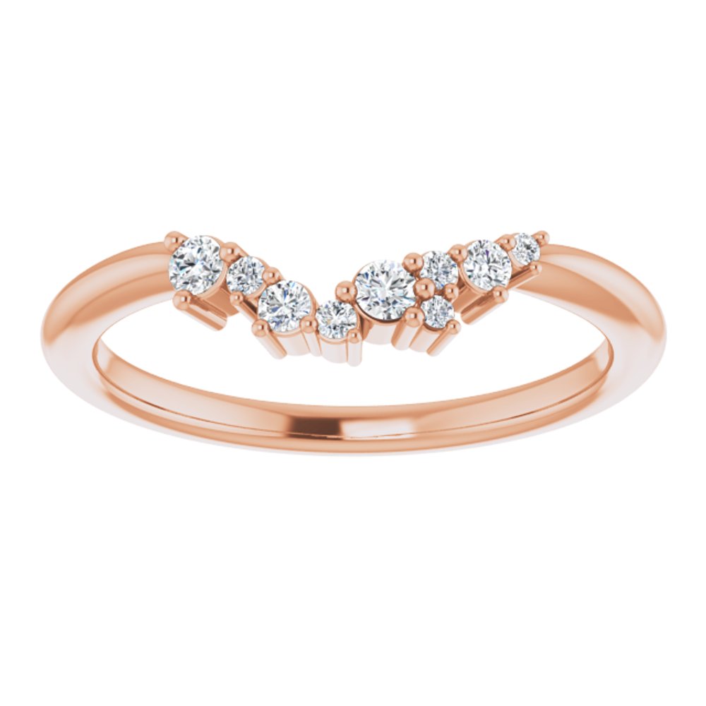 14K Rose  1/8 CTW Natural Diamond Matching Band