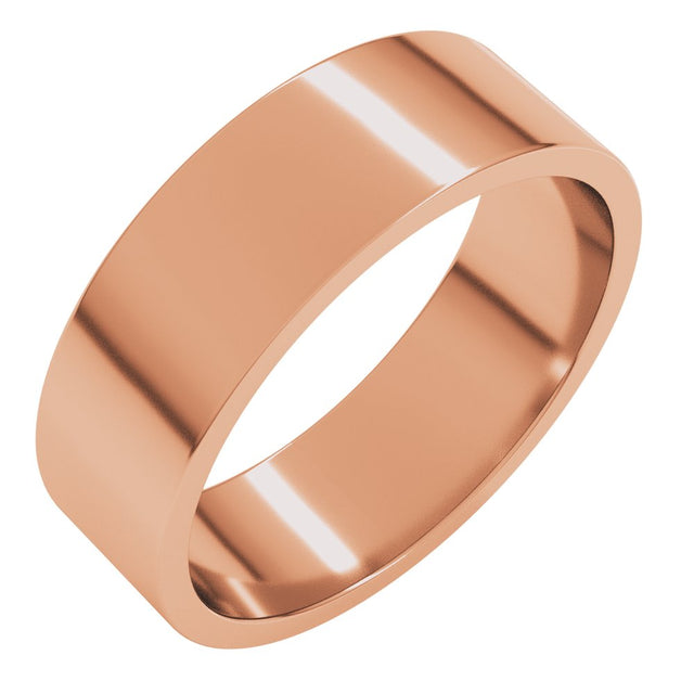 14K Rose Gold 6 mm Flat Band Size 7