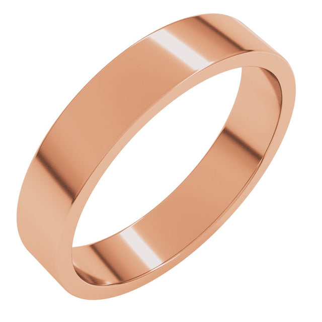 18K Rose 4 mm Flat Band Size 9.5