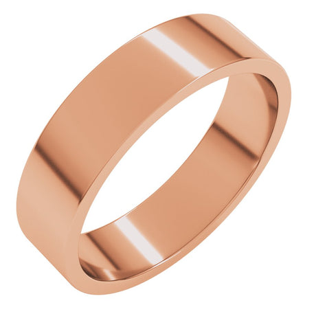 14K Rose Gold 5 mm Flat Band Size 6.5