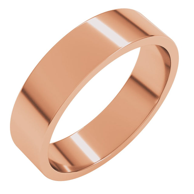 14K Rose Gold 5 mm Flat Band Size 6