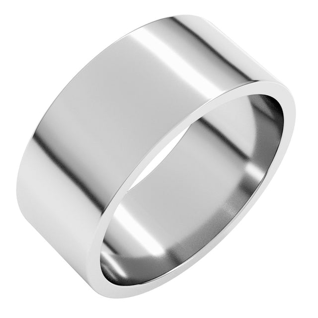 10K White 8 mm Flat Band Size 9.5