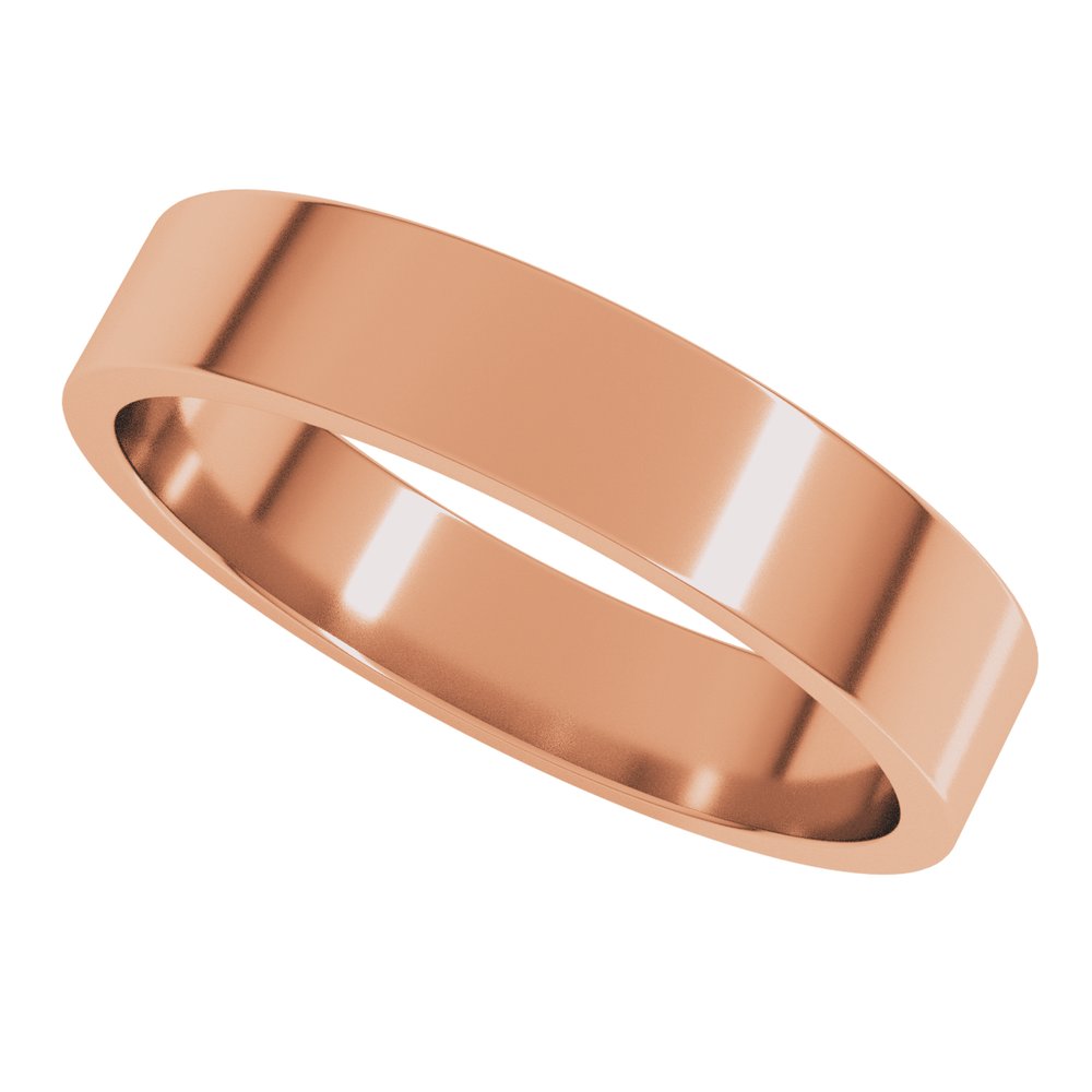 18K Rose 4 mm Flat Band Size 9.5